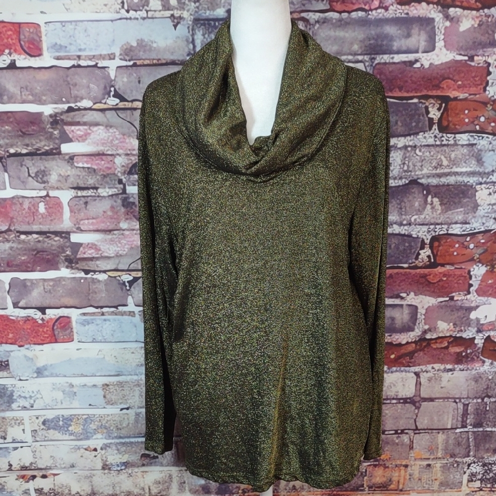 Lauren Ralph Lauren Metallic Gold/Black Cowl Neck Sweater